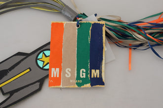 Multicolor Rocket Ship Silver Tone Metal Keychain MSGM