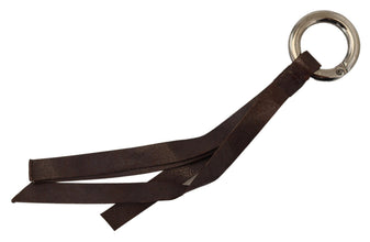 Brown Leather Silver Tone Metal Keyring Keychain Costume National