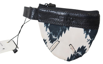 White Genuine Leather Coin Purse Strap Wallet Costume National