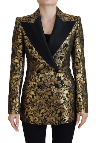 Black Gold Jacquard Coat Blazer Jacket Dolce & Gabbana