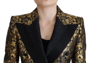 Black Gold Jacquard Coat Blazer Jacket Dolce & Gabbana