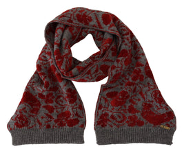 Red Grey Knitted Wrap Warmer Womens Shawl Scarf GF Ferre
