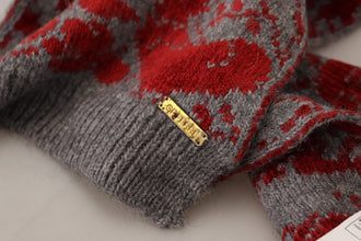 Red Grey Knitted Wrap Warmer Womens Shawl Scarf GF Ferre