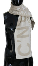 Beige White Logo Wrap Warmer Shawl Scarf Costume National