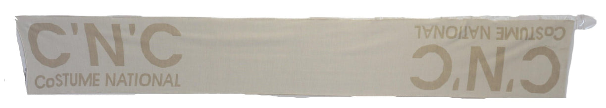 Beige White Logo Wrap Warmer Shawl Scarf Costume National