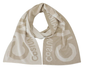 Beige White Logo Wrap Warmer Shawl Scarf Costume National