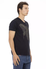 Black Cotton Men T-Shirt Trussardi Action