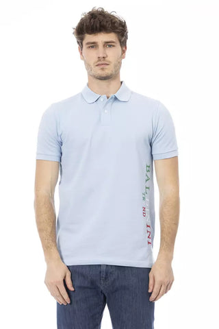 Light Blue Cotton Men Polo Shirt Baldinini Trend