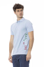 Light Blue Cotton Men Polo Shirt Baldinini Trend