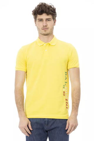 Yellow Cotton Men Polo Shirt Baldinini Trend