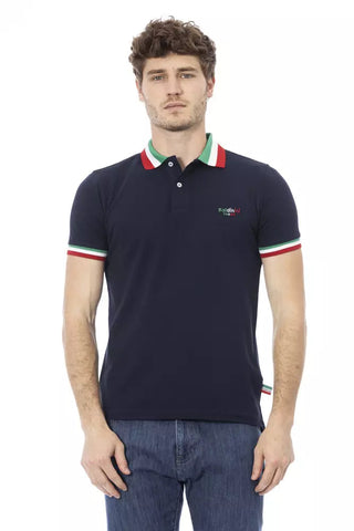 Blue Cotton Men Polo Shirt Baldinini Trend