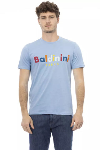 Light Blue Cotton Men T-Shirt Baldinini Trend