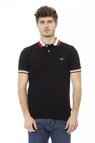 Black Cotton Men Polo Shirt Baldinini Trend
