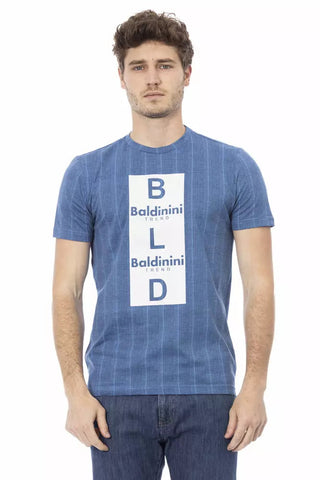 Light Blue Cotton Men T-Shirt Baldinini Trend