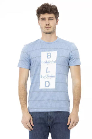 Light Blue Cotton Men T-Shirt Baldinini Trend