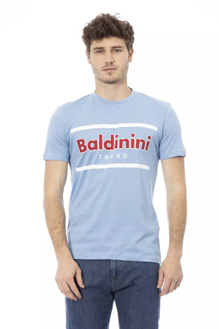 Light Blue Cotton Men T-Shirt Baldinini Trend