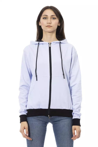Purple Cotton Women Sweater with Adjustable Hood Baldinini Trend