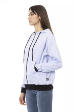 Purple Cotton Women Sweater with Adjustable Hood Baldinini Trend