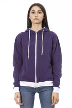 Purple Cotton Women Sweater with Adjustable Hood Baldinini Trend