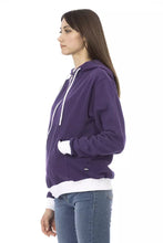 Purple Cotton Women Sweater with Adjustable Hood Baldinini Trend