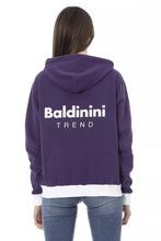 Purple Cotton Women Sweater with Adjustable Hood Baldinini Trend