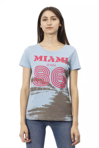 Light Blue Cotton Women T-Shirt Trussardi Action