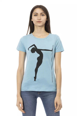 Light Blue Cotton Women T-Shirt Trussardi Action