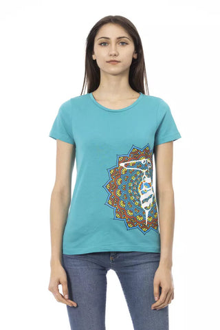 Light Blue Cotton Women T-Shirt Trussardi Action