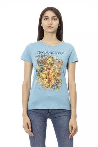 Light Blue Cotton Women T-Shirt Trussardi Action