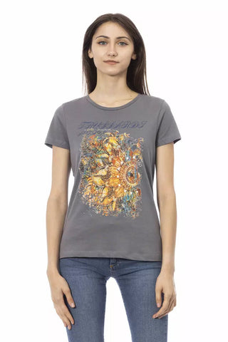 Gray Cotton Women T-Shirt Trussardi Action
