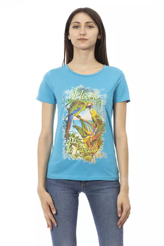 Light Blue Cotton Women T-Shirt Trussardi Action
