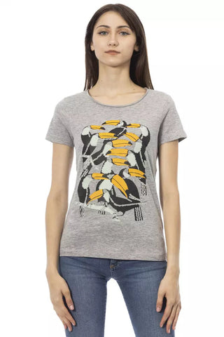 Gray Cotton Women T-Shirt Trussardi Action