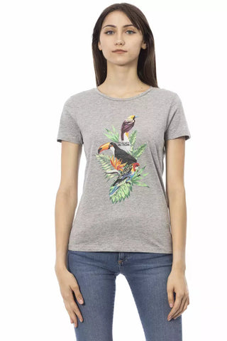 Gray Cotton Women T-Shirt Trussardi Action