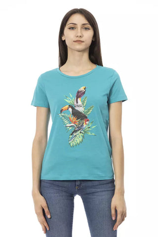 Light Blue Cotton Women T-Shirt Trussardi Action