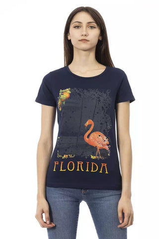 Blue Cotton Women T-Shirt Trussardi Action