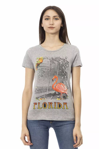 Gray Cotton Women T-Shirt Trussardi Action