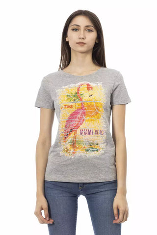 Gray Cotton Women T-Shirt Trussardi Action