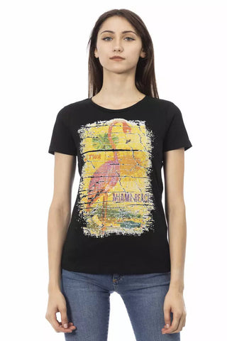 Black Cotton Women T-Shirt Trussardi Action