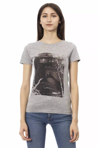 Gray Cotton Women T-Shirt Trussardi Action
