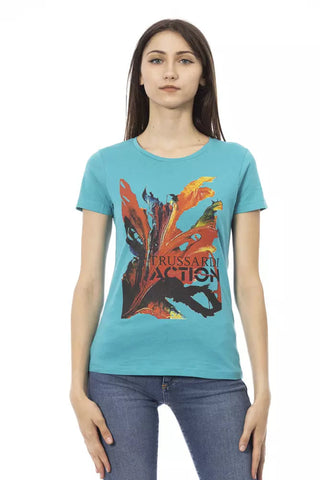 Light Blue Cotton Women T-Shirt Trussardi Action