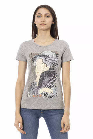 Gray Cotton Women T-Shirt Trussardi Action