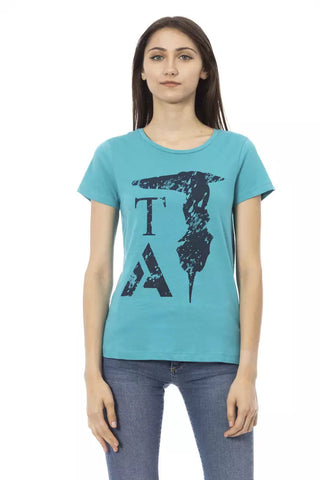 Light Blue Cotton Women T-Shirt Trussardi Action