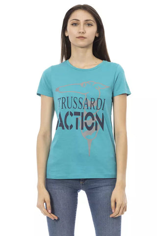 Light Blue Cotton Women T-Shirt Trussardi Action