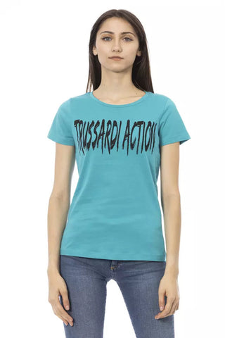 Light Blue Cotton Women T-Shirt Trussardi Action