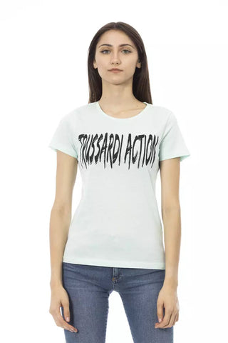 Light Blue Cotton Women T-Shirt Trussardi Action