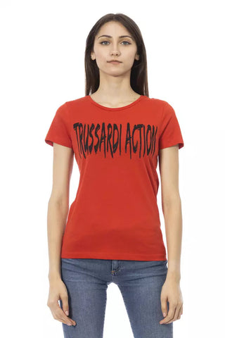 Red Cotton Women T-Shirt Trussardi Action