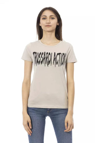 Beige Cotton Women T-Shirt Trussardi Action