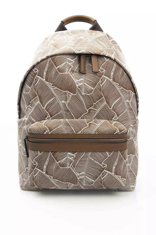 Brown Leather Men Backpack Cerruti 1881