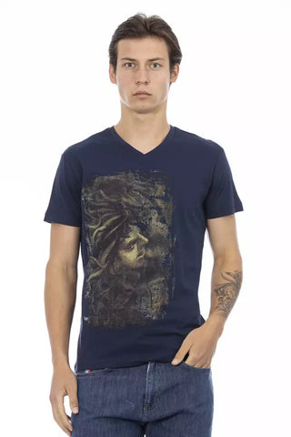Blue Cotton Men T-Shirt Trussardi Action
