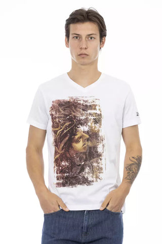 White Cotton Men T-Shirt Trussardi Action
